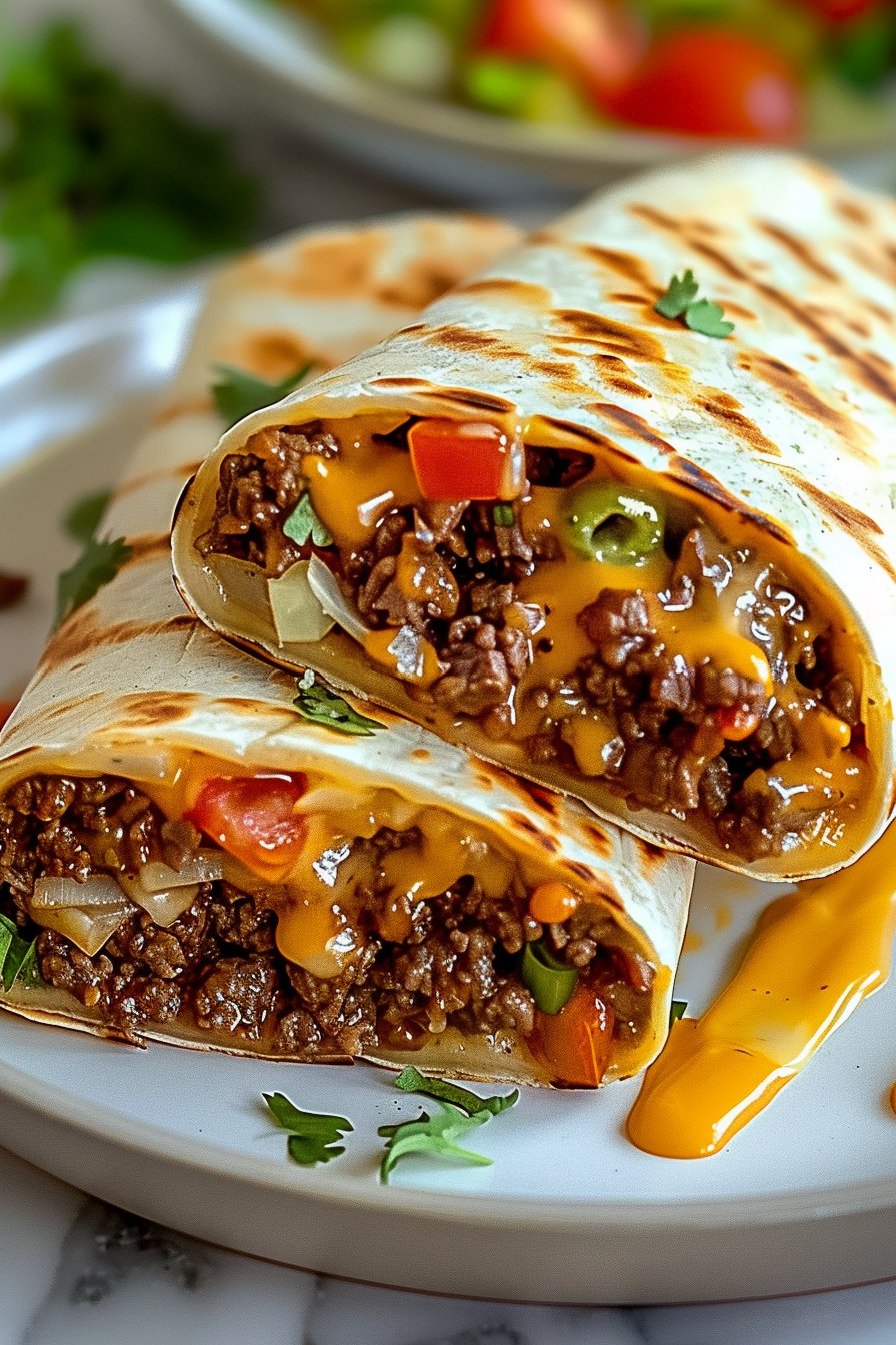 Saftiger Nacho Käse Rindfleisch Wrap für jeden Anlass serving