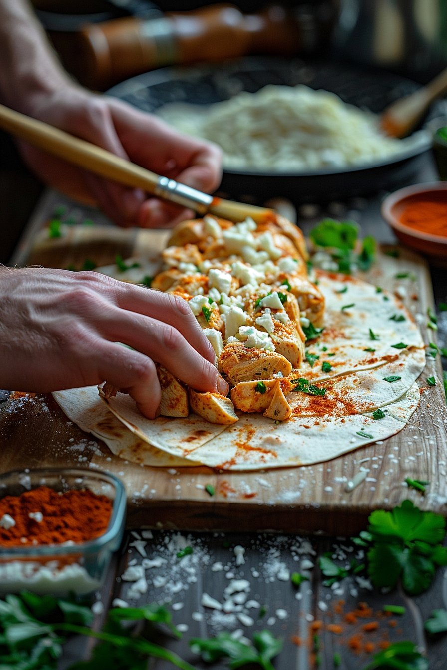 Knusprige Hähnchen-Mozzarella-Wraps aus dem Airfryer instructions process
