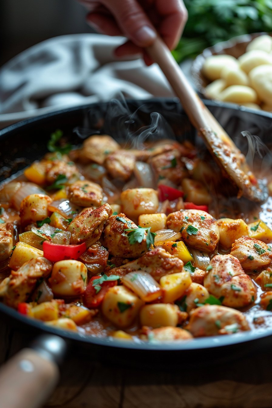 Paprika-Sahne-Hähnchen mit Gnocchi instructions process