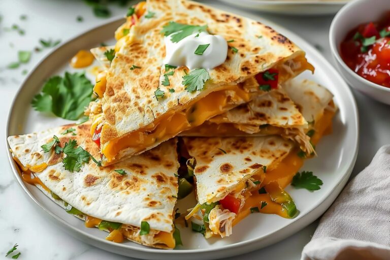 Klassische, einfache Hähnchen-Quesadillas für den Wochentag