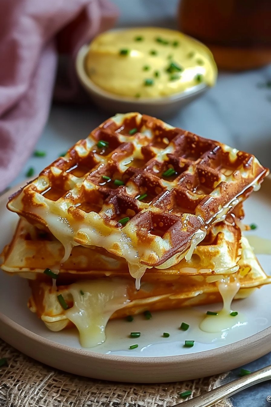 Herzhafte Waffeln mit Schinken und Käse einfach genießen! serving