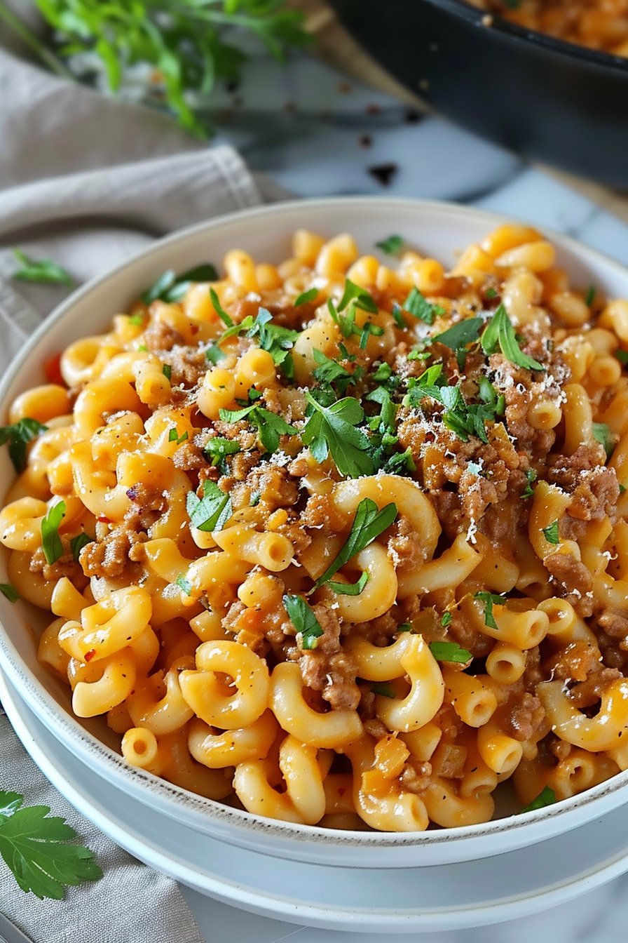 One Pot Makkaroni alla Mamma Rezept serving