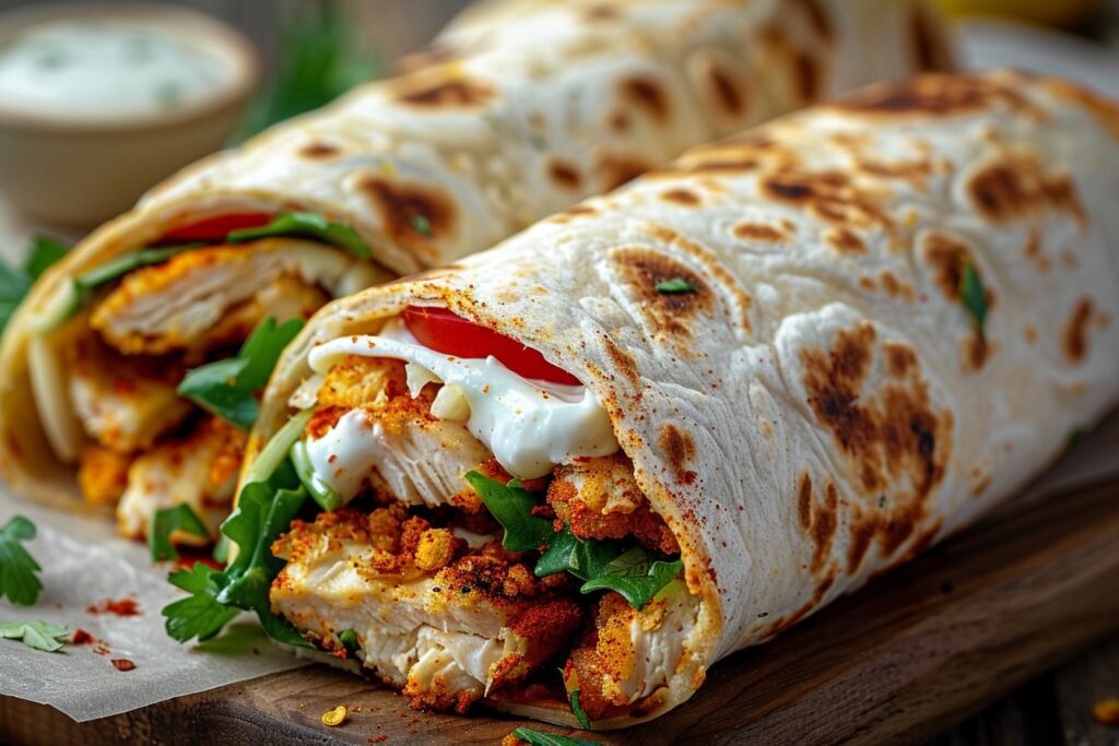 Knusprige Hähnchen-Mozzarella-Wraps aus dem Airfryer featured