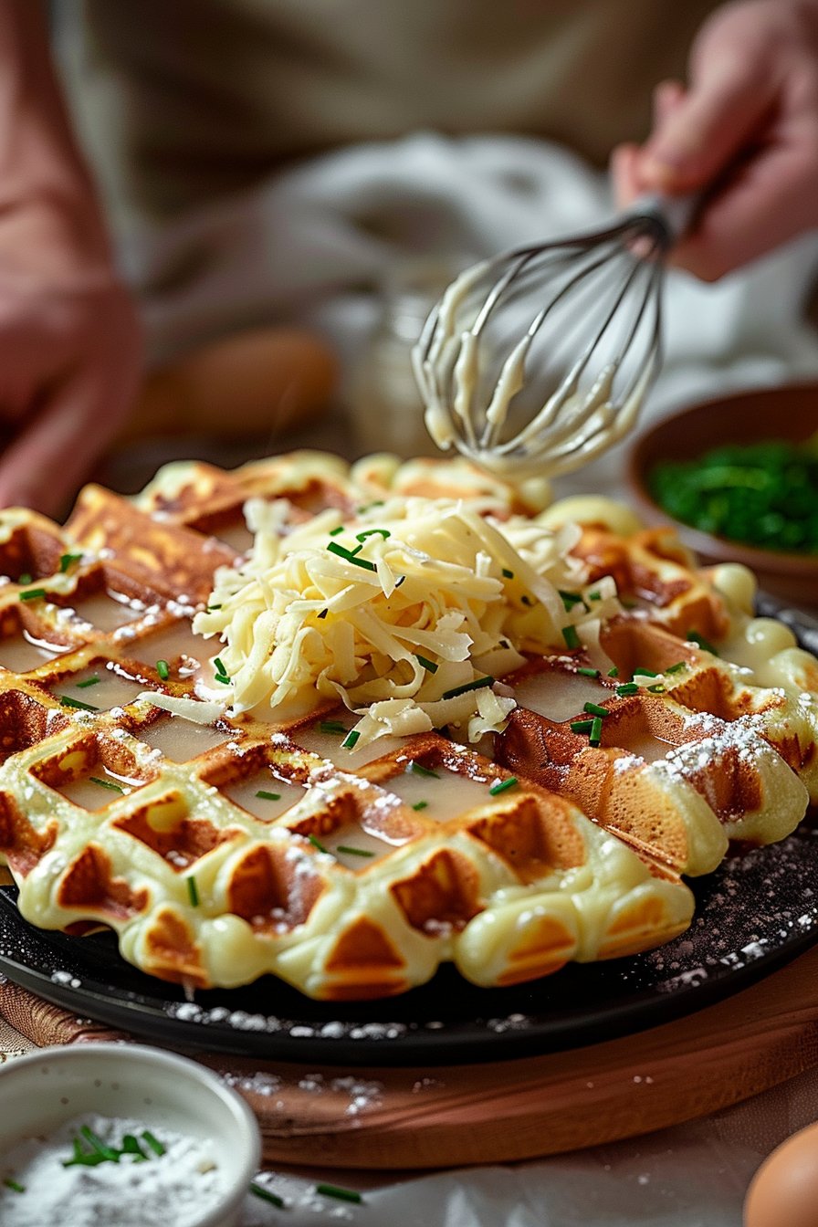 Herzhafte Waffeln mit Schinken und Käse einfach genießen! instructions process