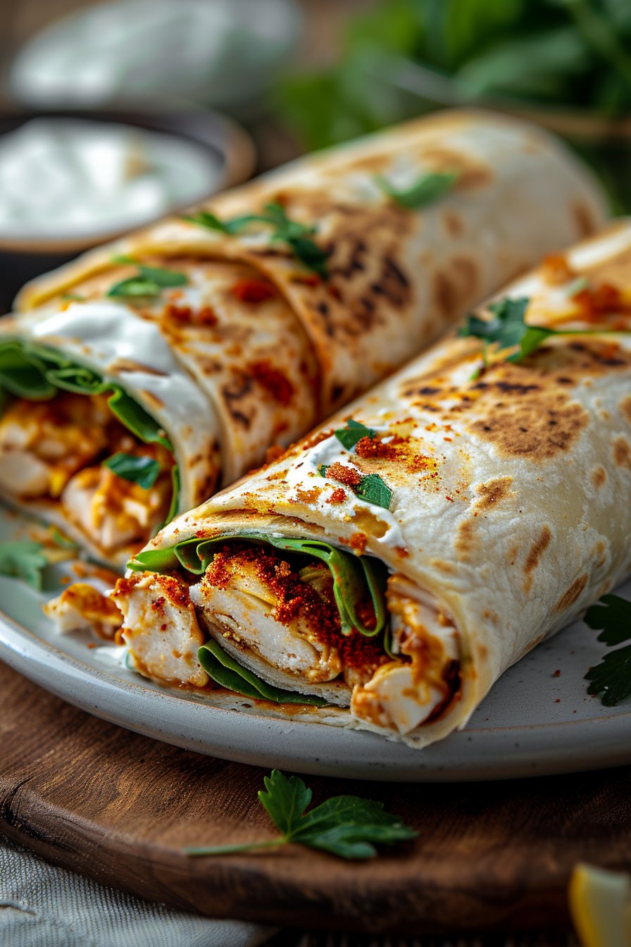 Knusprige Hähnchen-Mozzarella-Wraps aus dem Airfryer serving
