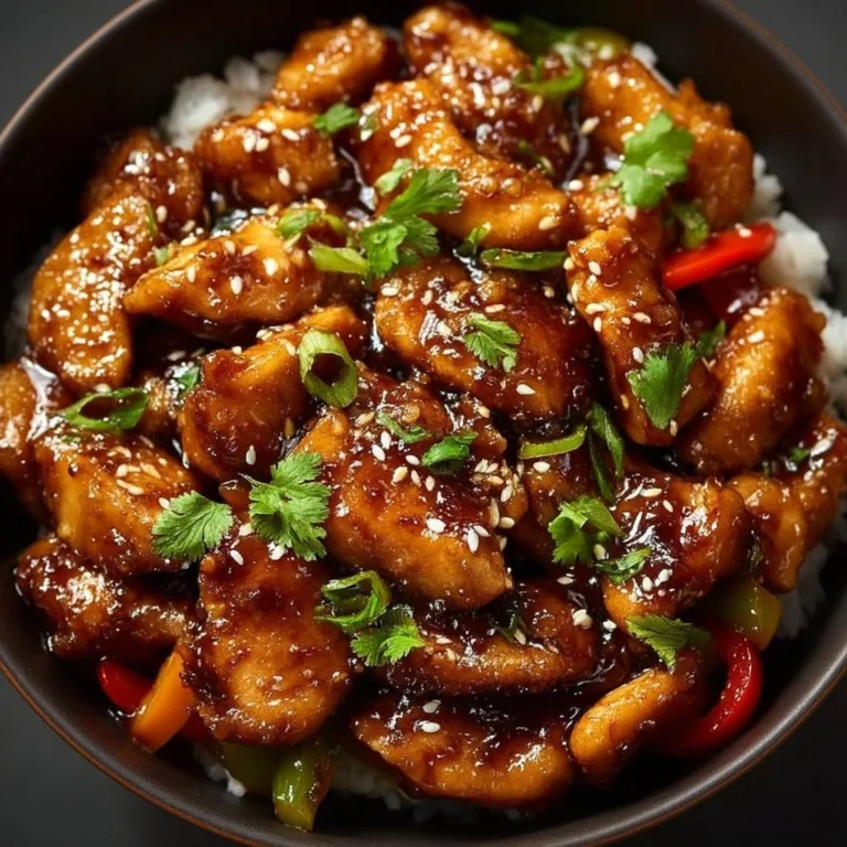 Authentisches Mongolisches Hähnchen mit Gewürzen und Beilagen serviert.