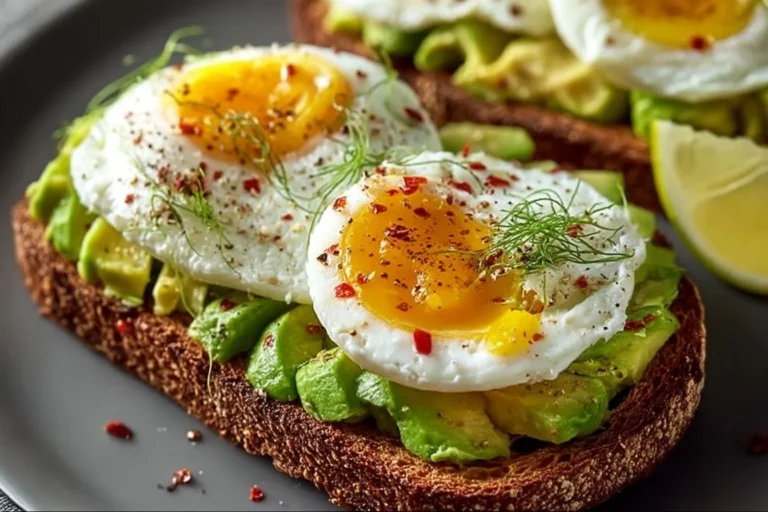 Köstliches Avocado-Ei-Toast mit frisch zubereiteter Avocado und perfekt gegartem Ei