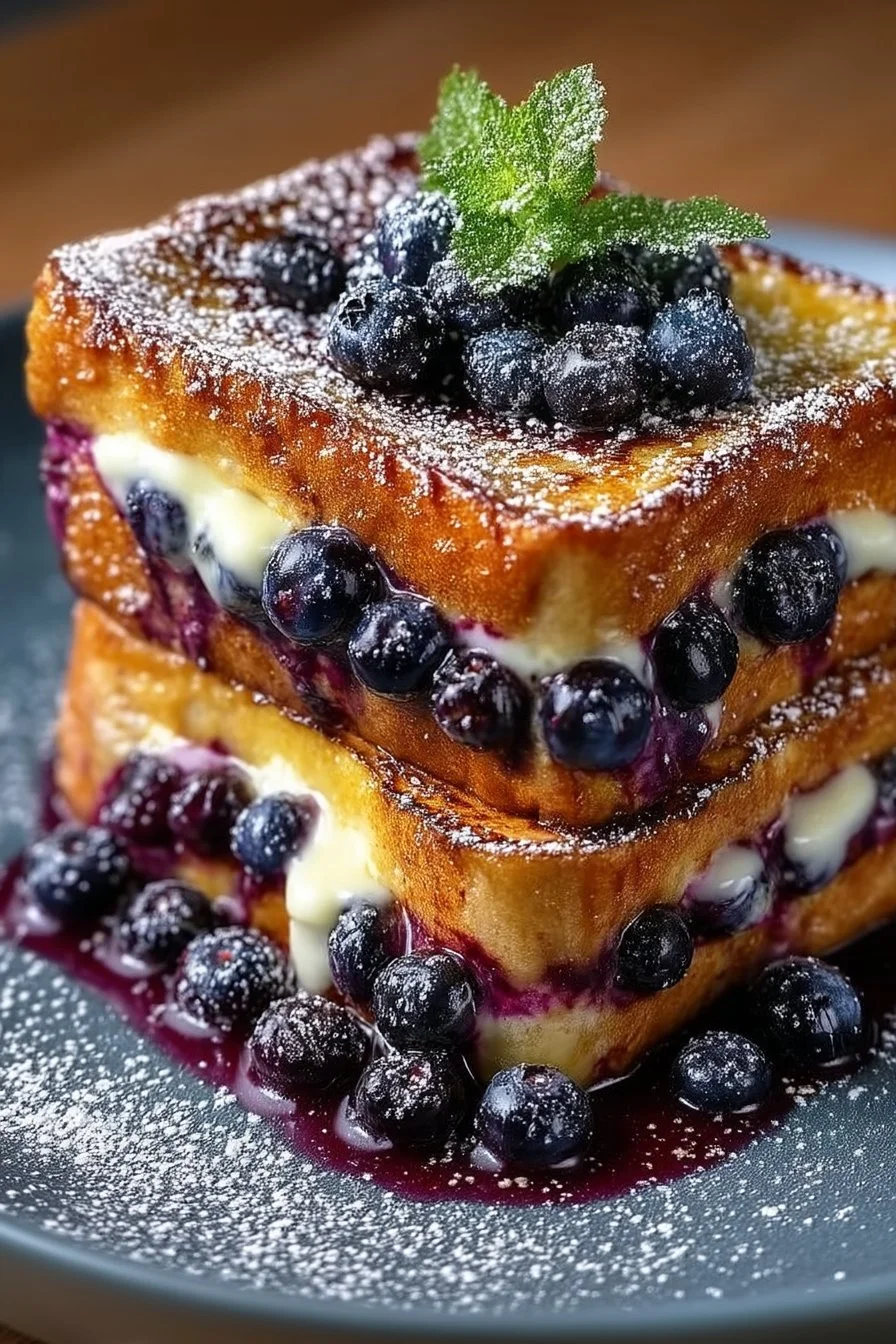 Blaubeer-Käsekuchen gefülltes French Toast