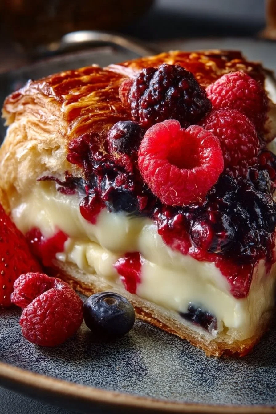 Böhmischer Käsekuchen-Dänisch mit Beeren