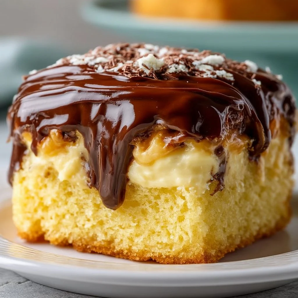 Boston Cream Poke Cake