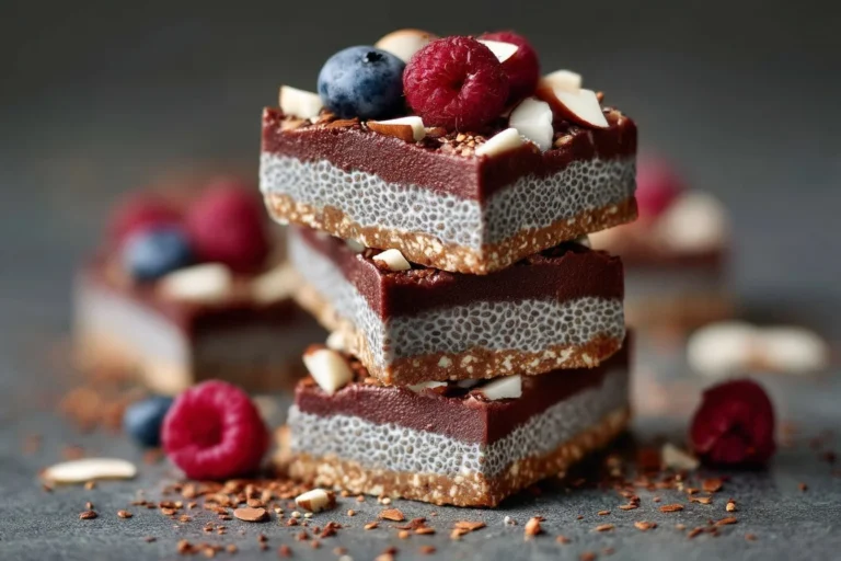 Leckere Chia-Pudding-Riegel ohne Backen, ideal für Snacks und gesunde Ernährung.