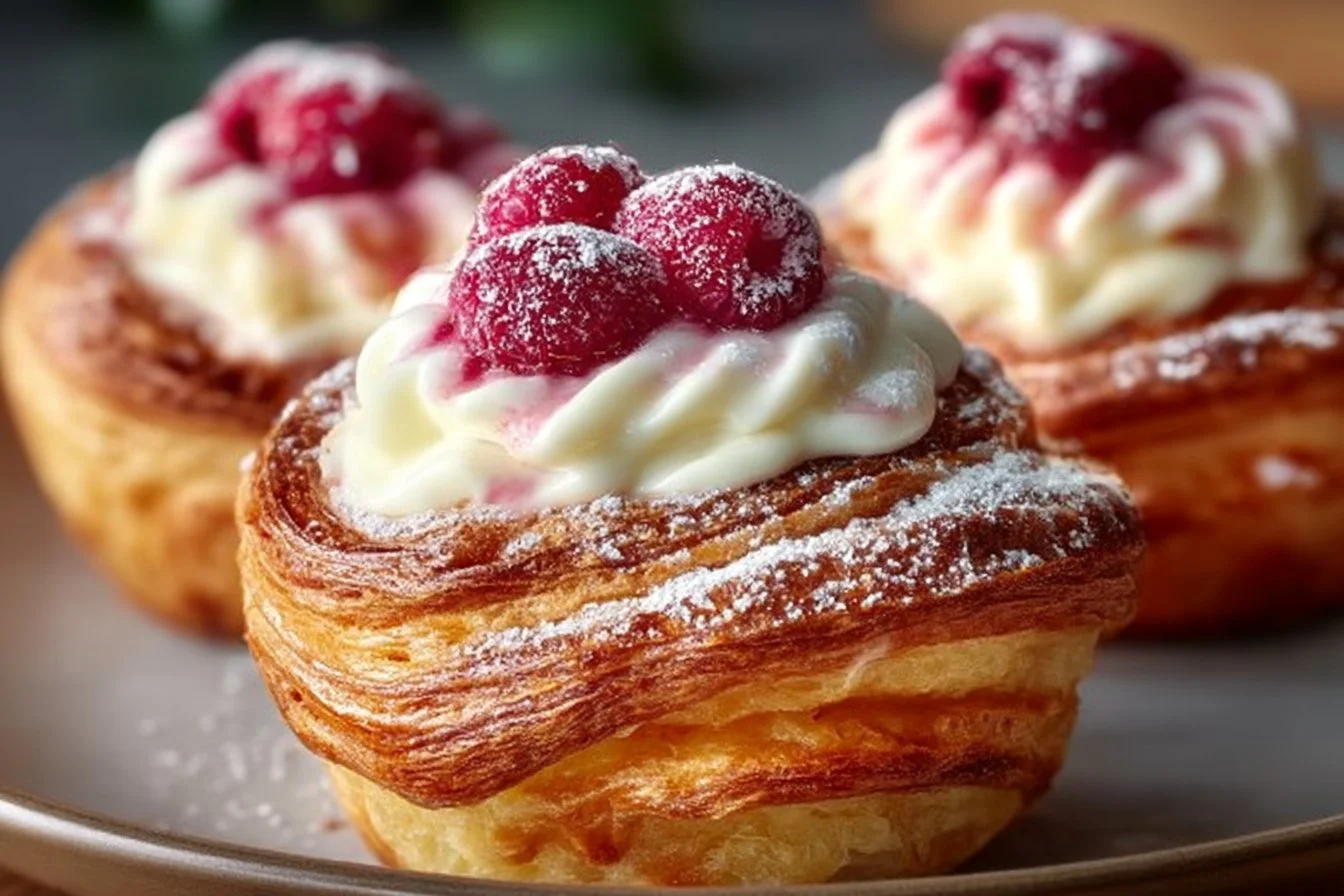 Cruffins with raspberry cream cheese