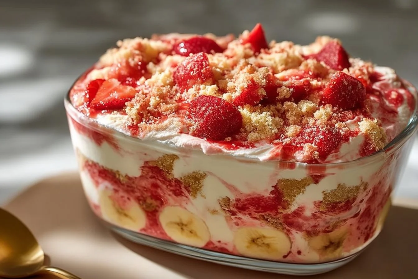 Erdbeer-Crunch-Bananenpudding