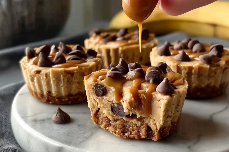 Erdnussbutter-Banana-Fudge in Tassen mit köstlichem Keksteig.