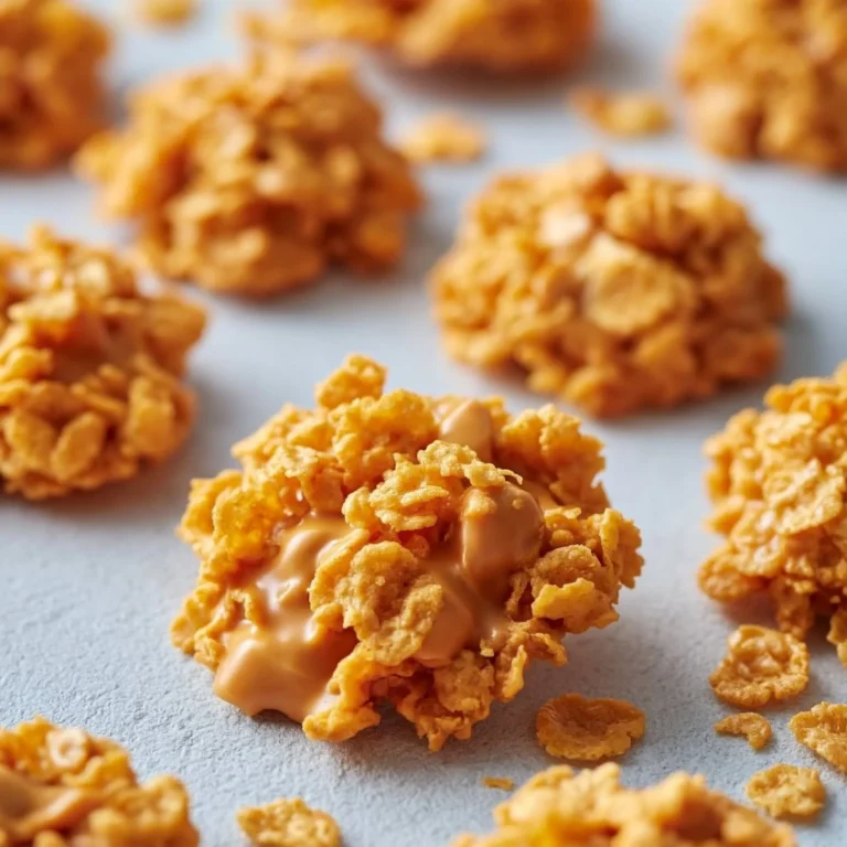 Erdnussbutter Cornflake Kekse auf einem Teller, frisch gebacken und garnished.