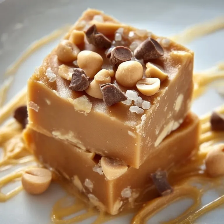 Hausgemachtes Erdnussbutter-Fudge auf einem Teller angerichtet