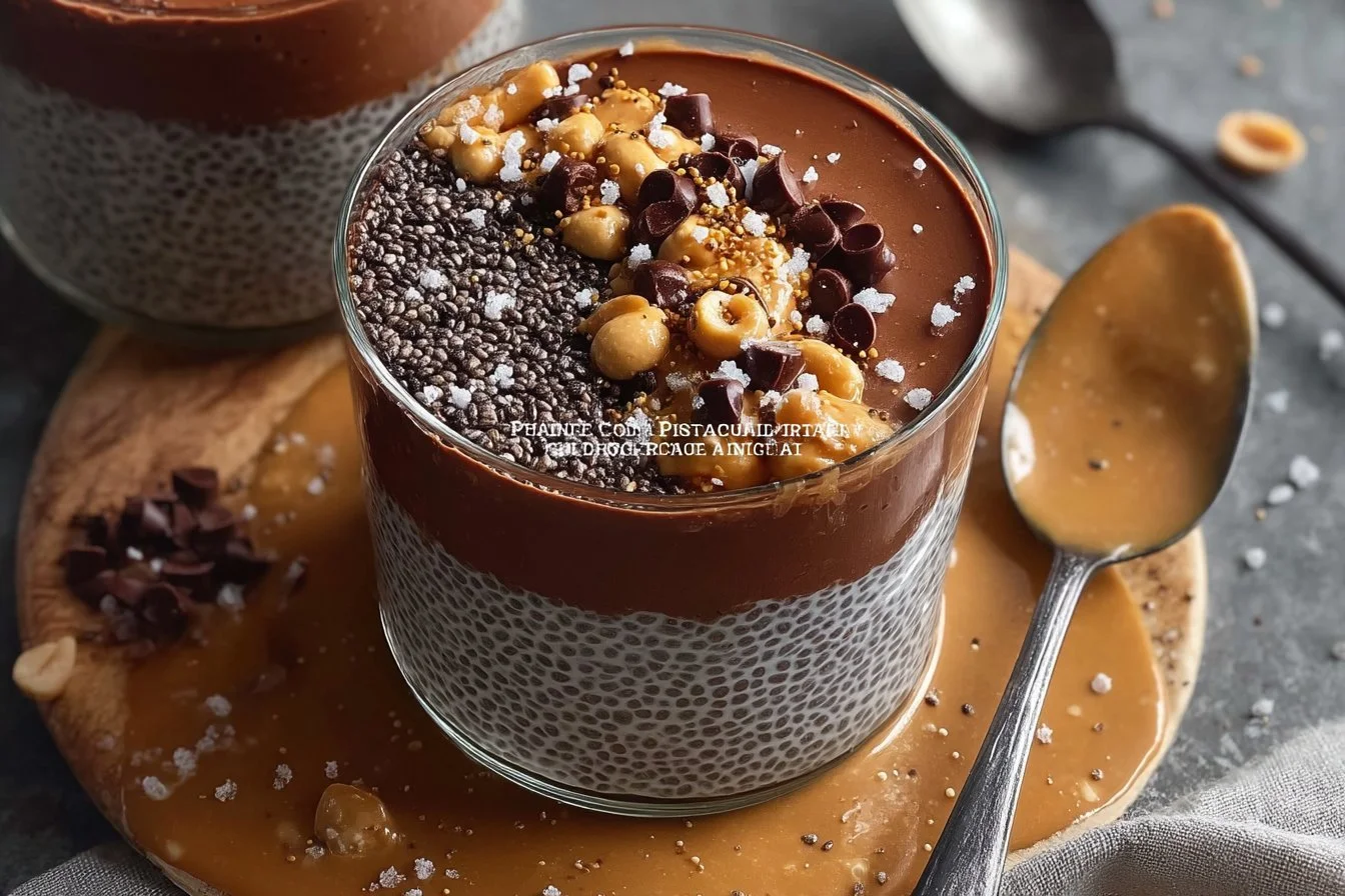 Erdnussbutter Schokoladen Chia Pudding