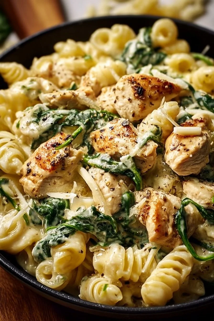 Frischkäse Spinat Hähnchen Pasta – Cremig, lecker und vollgepackt mit Geschmack | Rezepte, Einfache Gerichte, Kochrezepte
