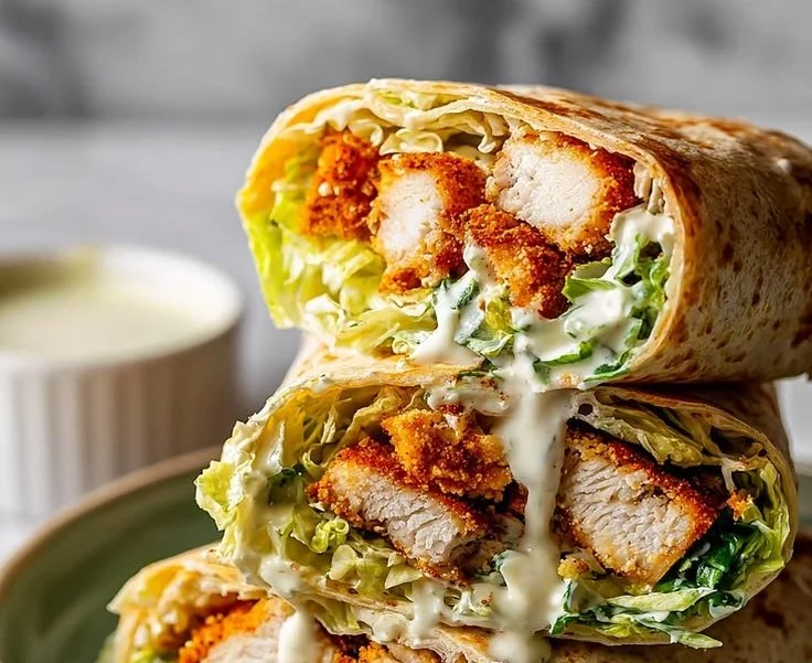 Knuspriger Hähnchen-Caesar-Wrap