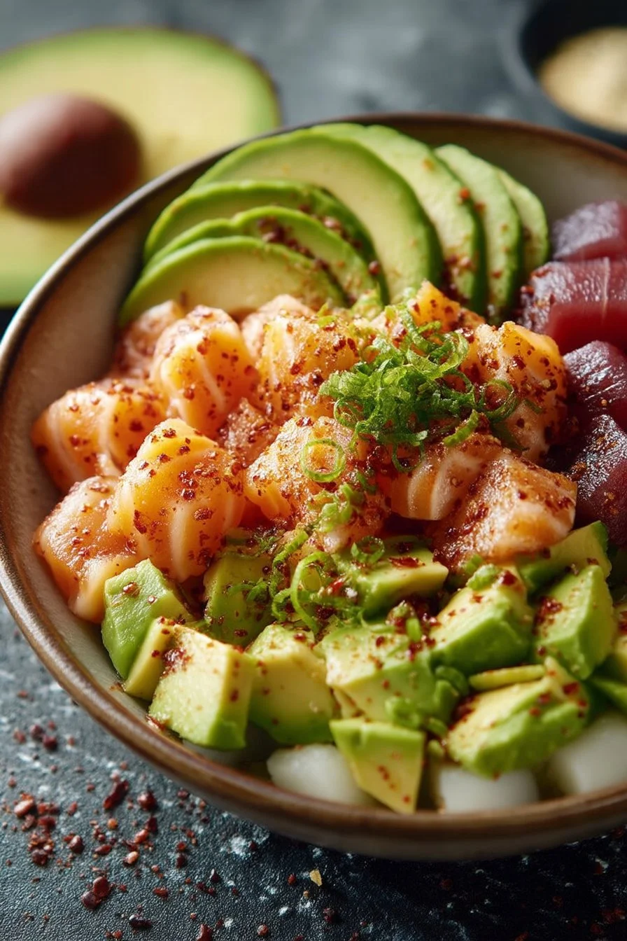 Lachs-Avocado-Poke-Bowl