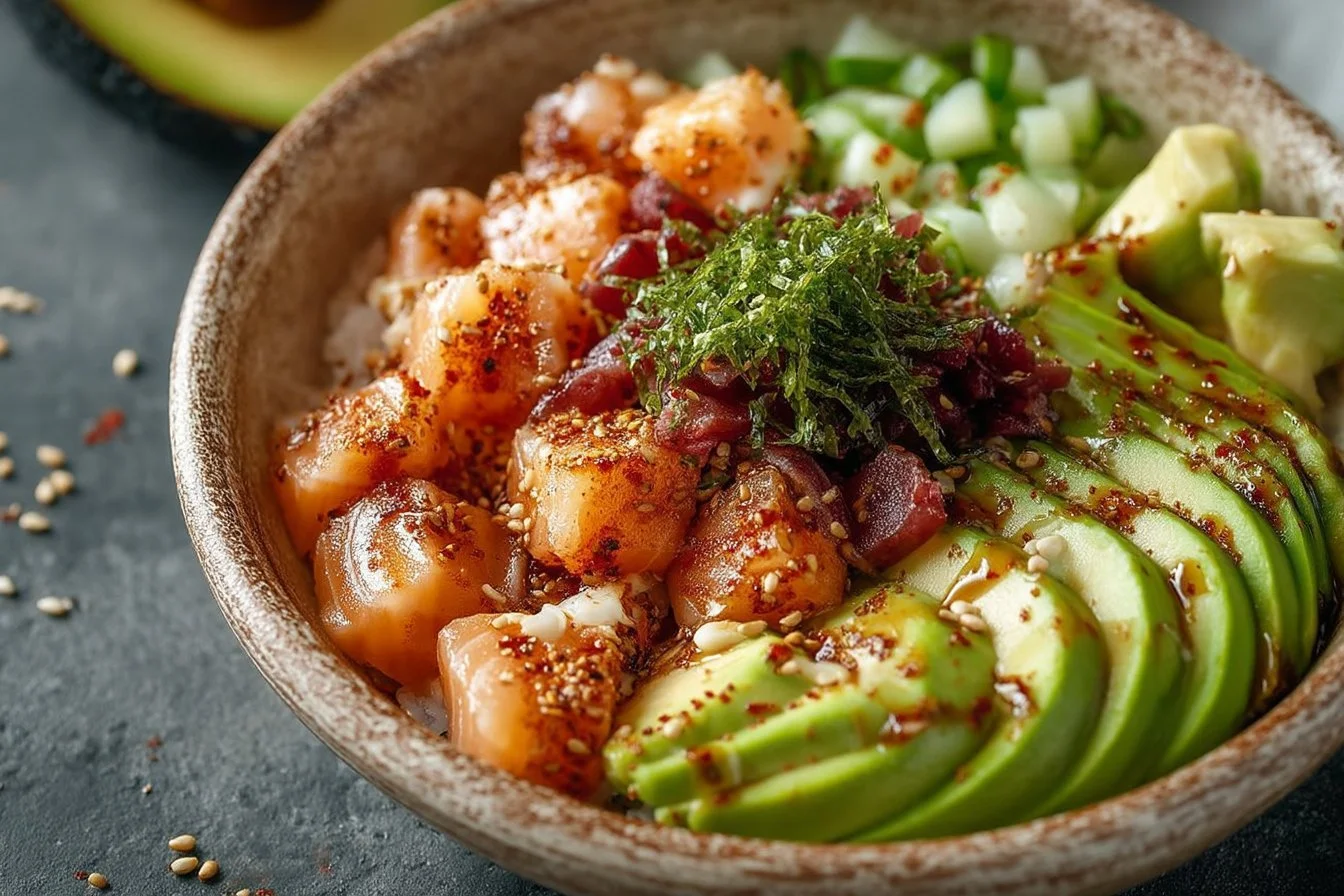 Lachs-Avocado-Poke-Bowl