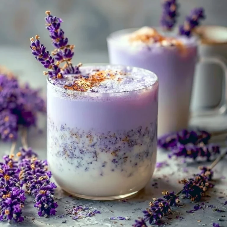 Tasse Lavendel Milchtee mit frischen Lavendelblüten