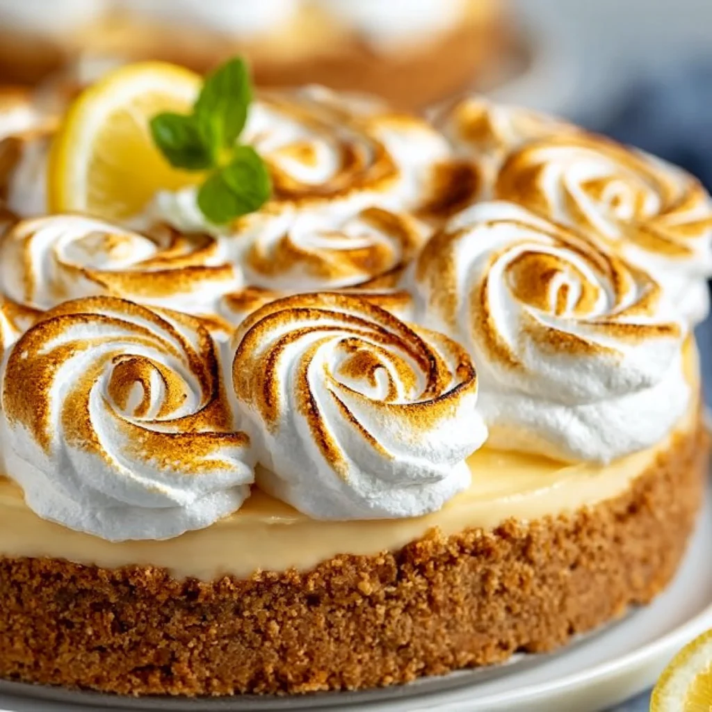 Lemon Meringue Cheesecake mit luftiger Baiserhaube und zartem Käsekuchenboden
