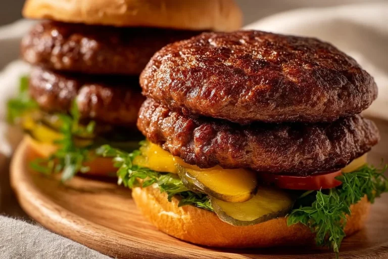 Luftfrittierte Hamburger-Patties frisch zubereitet