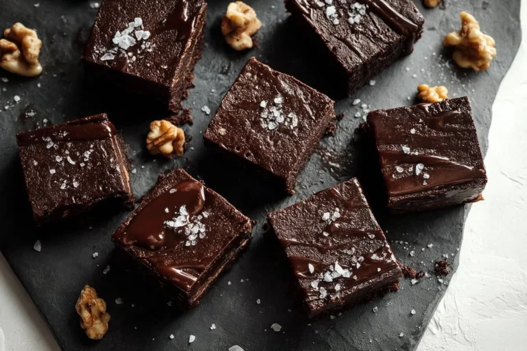 Gesunde rohe Schokoladenbrownies mit Schokolade und Nüssen