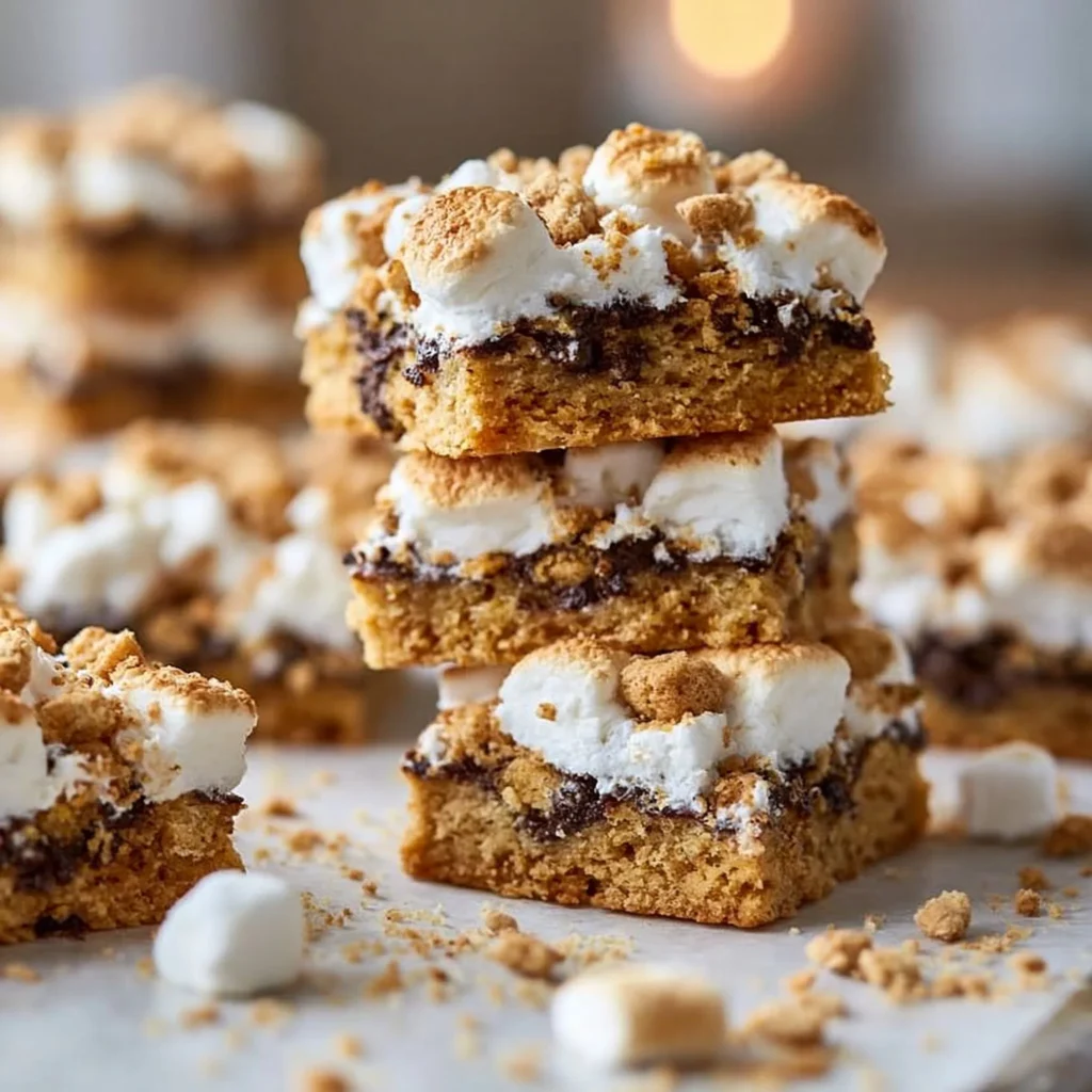 Leckere S'mores Kekse Riegel mit Schokolade und Marshmallows