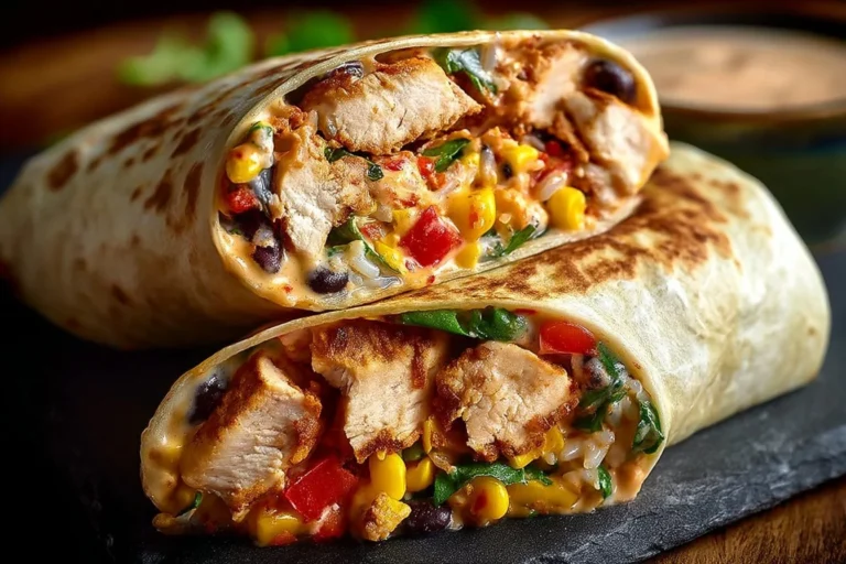 Südwestliche Hähnchen-Wraps auf einem Teller serviert