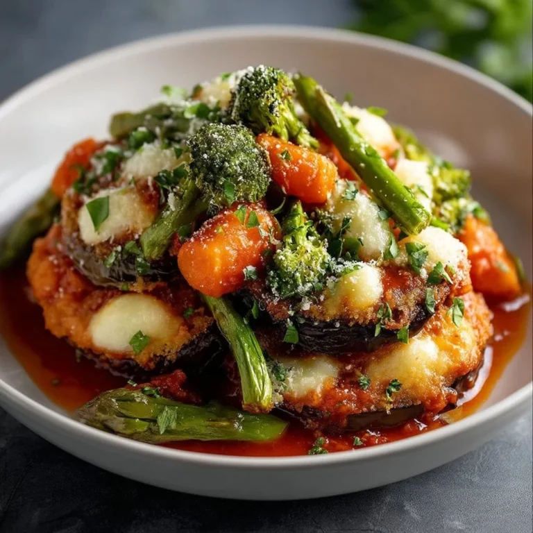 Überbackenes Auberginen-Parmesan mit schmelzendem Käse und frischen Zutaten
