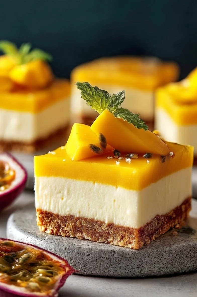 Vegane Mango-Käsekuchen-Riegel