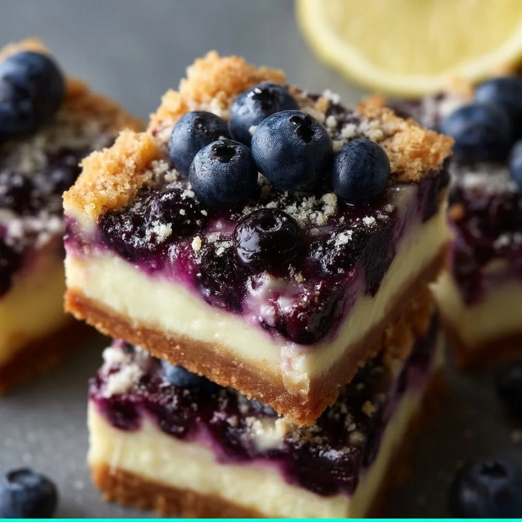 Zuckerfreie Zitronen-Blaubeer-Cheesecake-Riegel