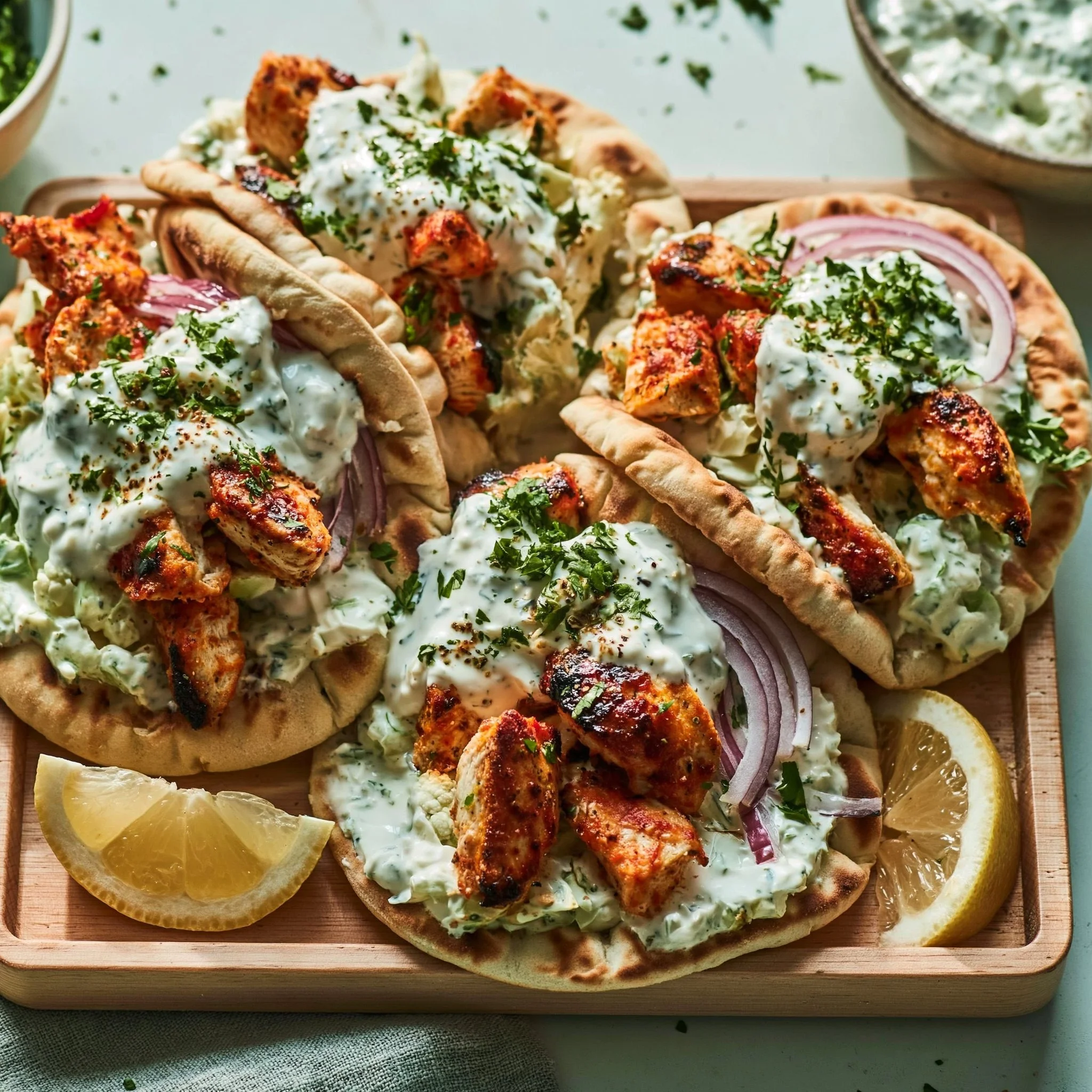 Sheet Pan Chicken Pitas mit Kräuter-Ranch