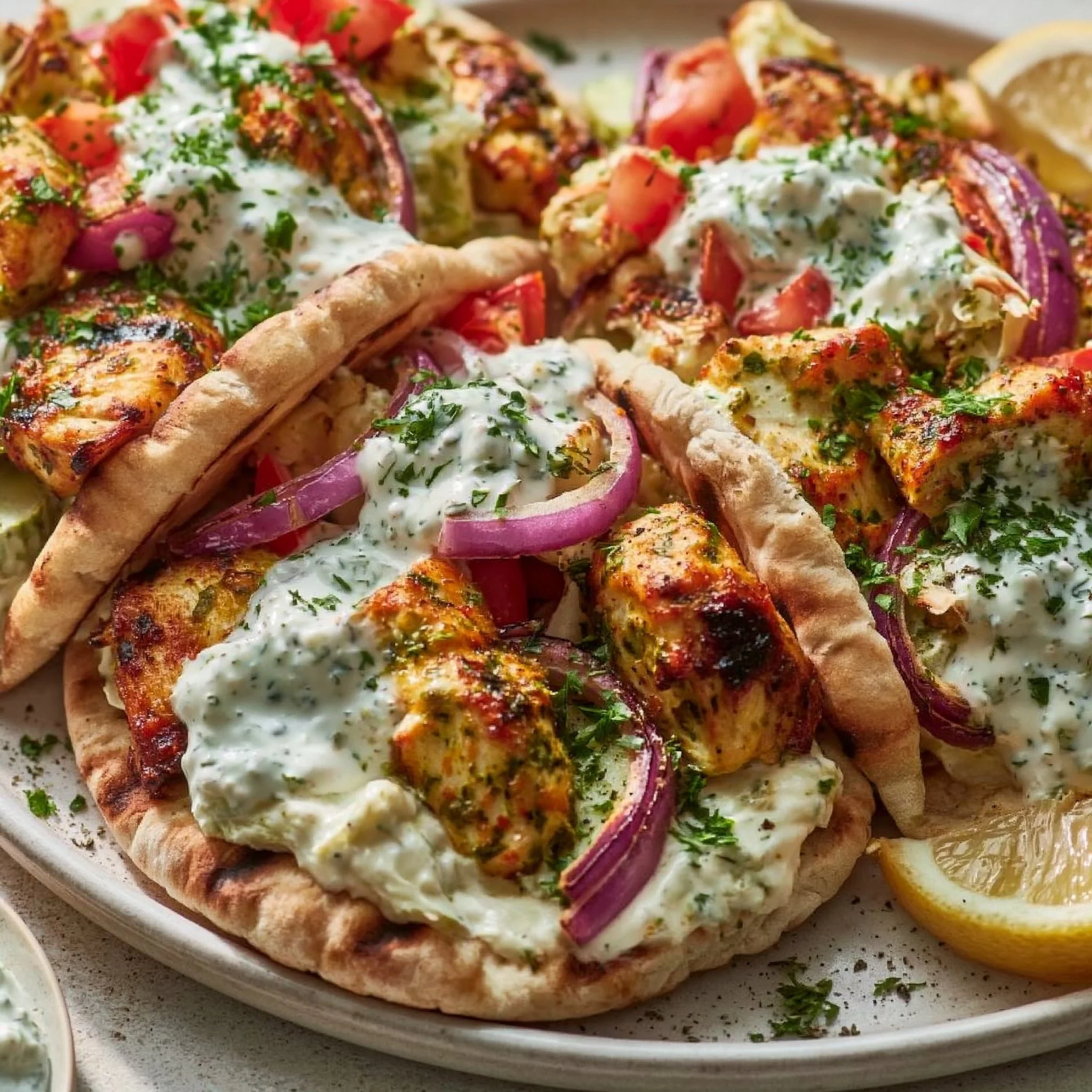 Blatt-Pfanne Hähnchen Pitas mit Kräuter-Ranch