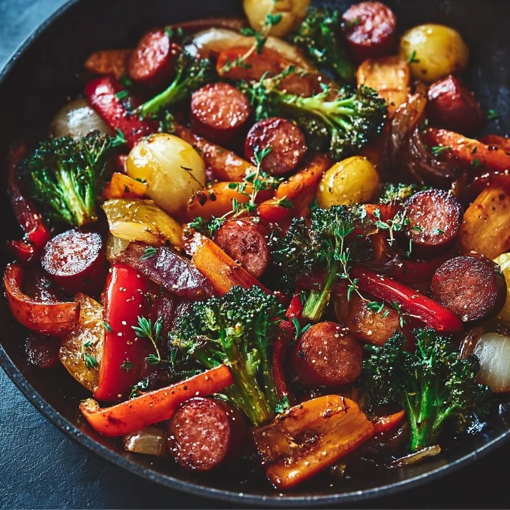 Blattpfannen-Kielbasa mit Honig-Soja-Glasur