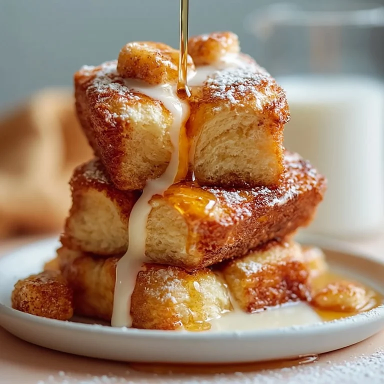 Fluffiger French Toast mit hawaiianischen Brötchen auf einem Teller serviert.