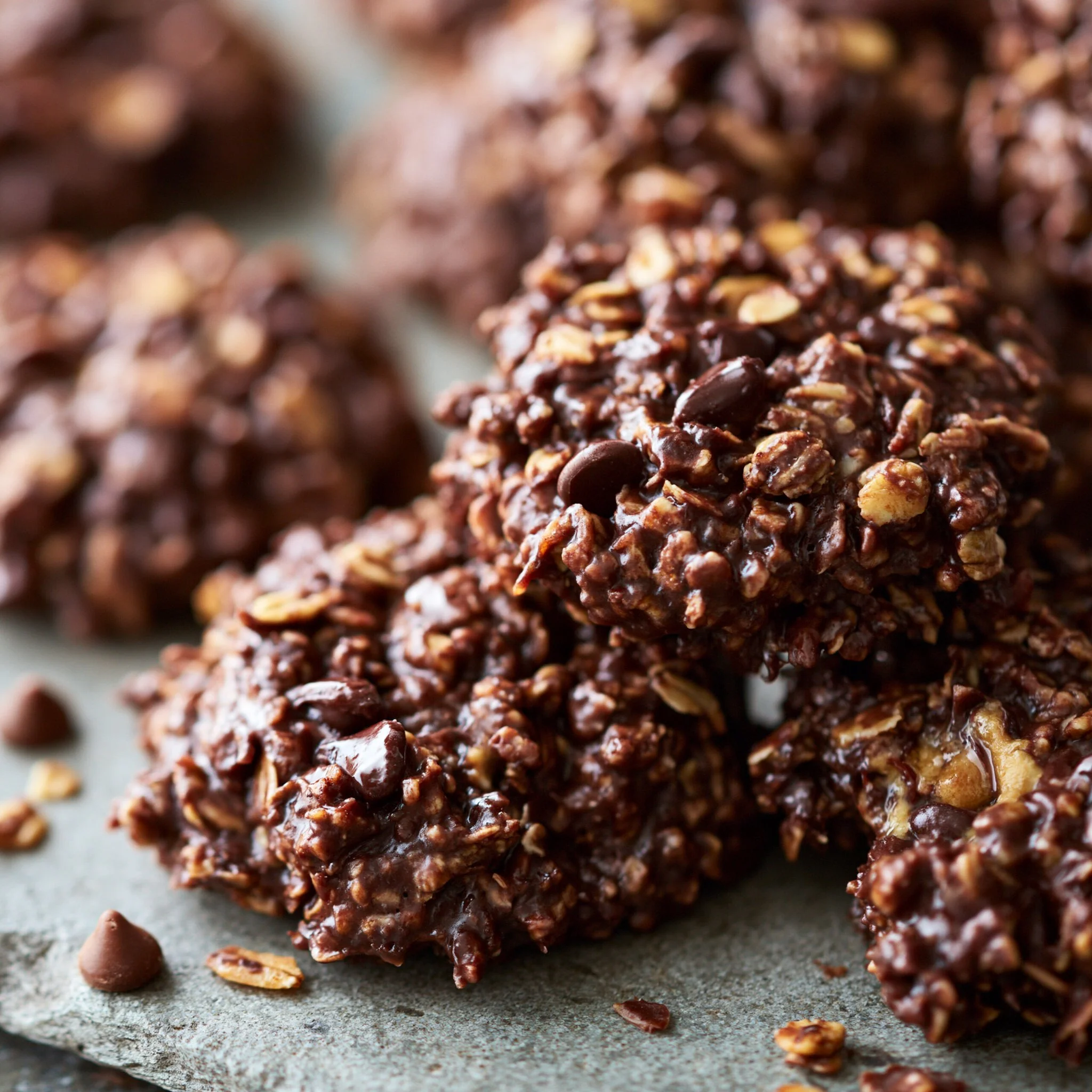 Gesunde Schokoladen-Erdnussbutter No-Bake Haferkekse