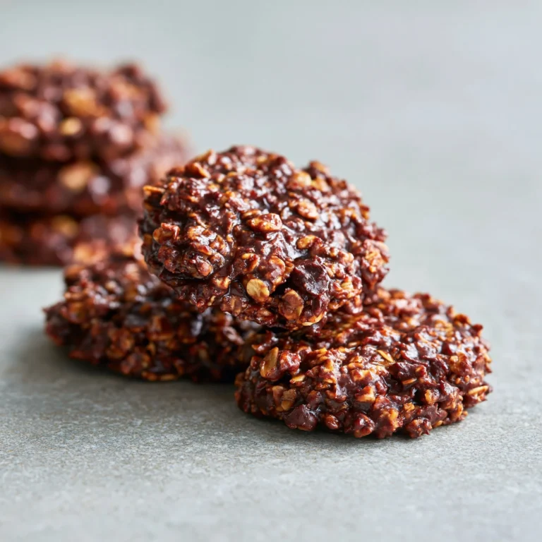 Gesunde No-Bake Kekse auf einem Teller, ideal für einen schnellen Snack.