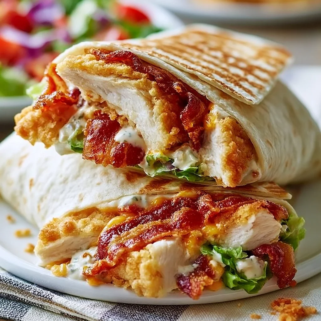 Hähnchen-Avocado-Ranch Burritos auf einem Teller serviert
