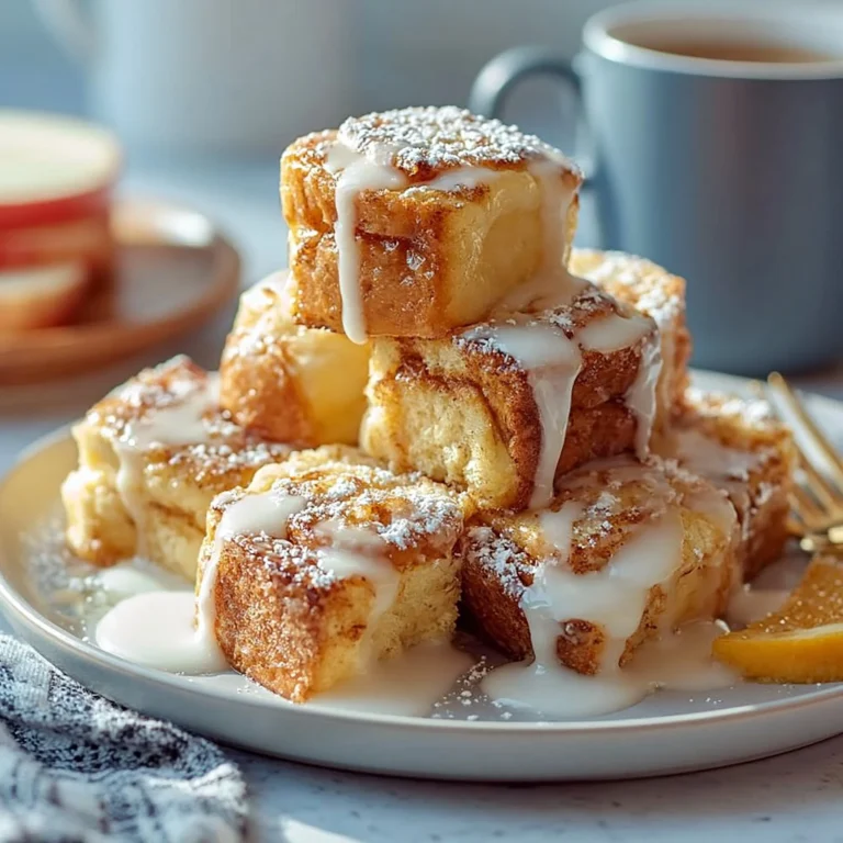 Hawaiian Roll French Toast mit Zimt auf einem Teller serviert