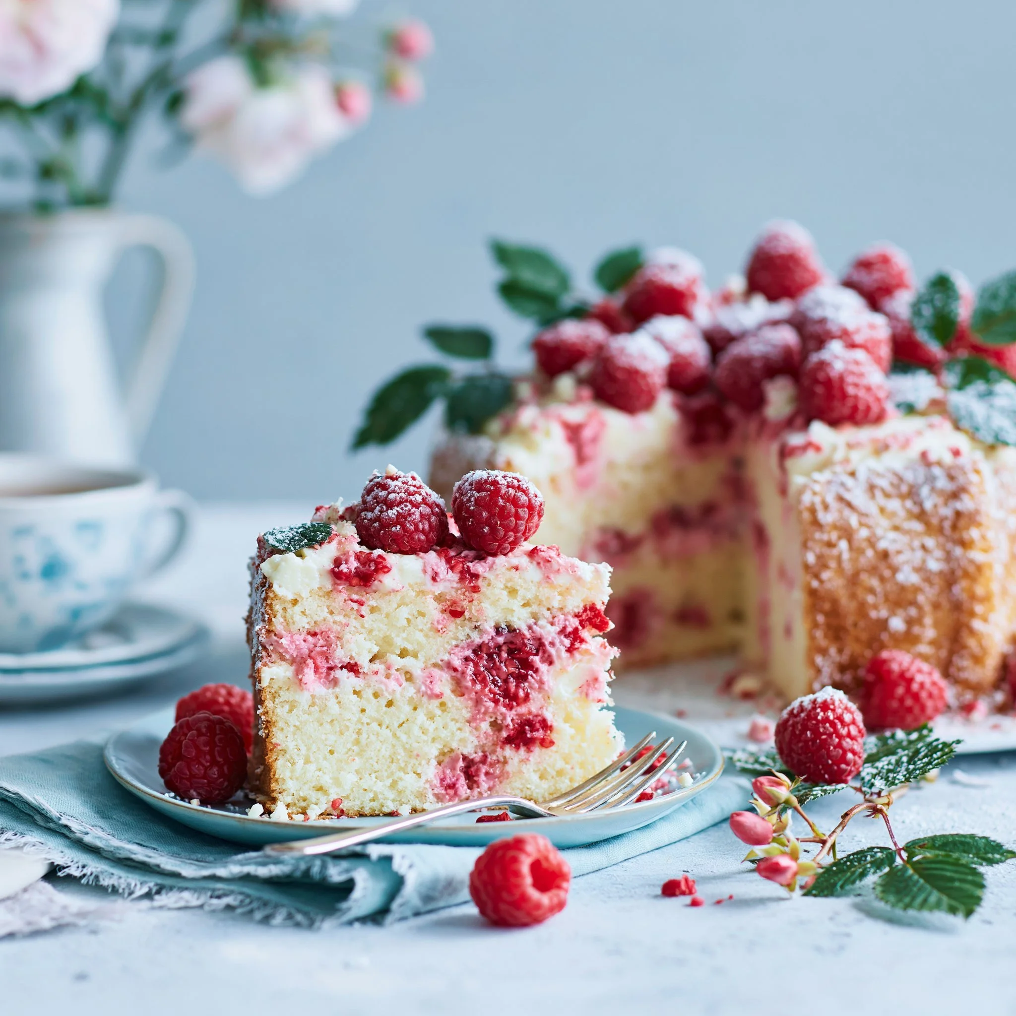 Weiße Schokoladen-Himbeertorte