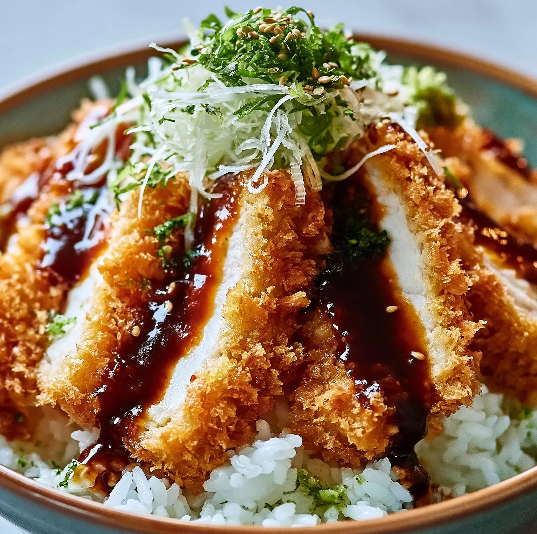 Japanische Katsu-Schalen mit Tonkatsu-Sauce
