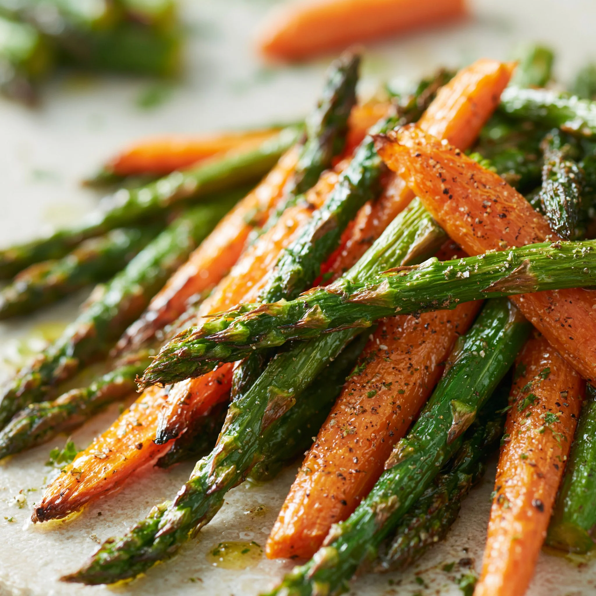 Gerösteter Spargel und Karotten