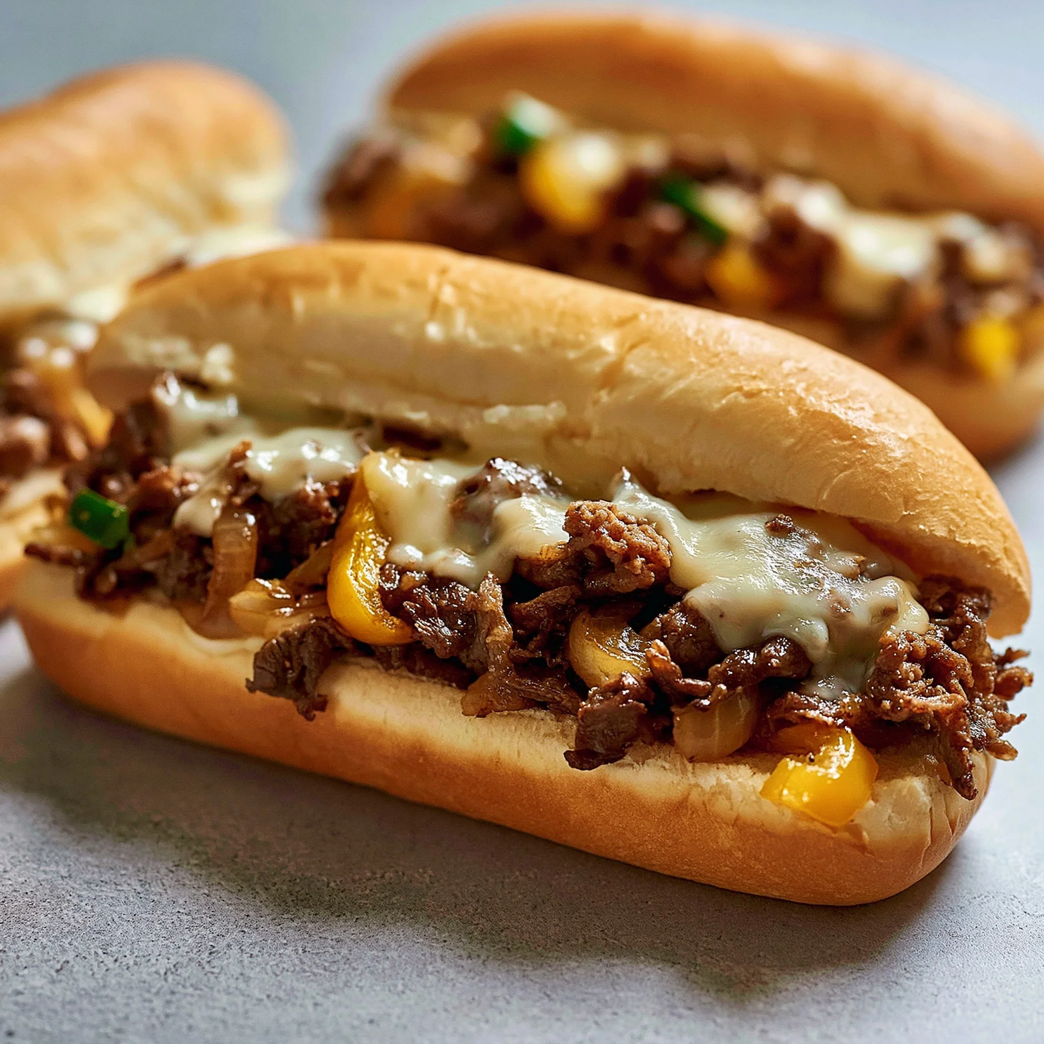 Klassisches Philly Cheesesteak Sandwich