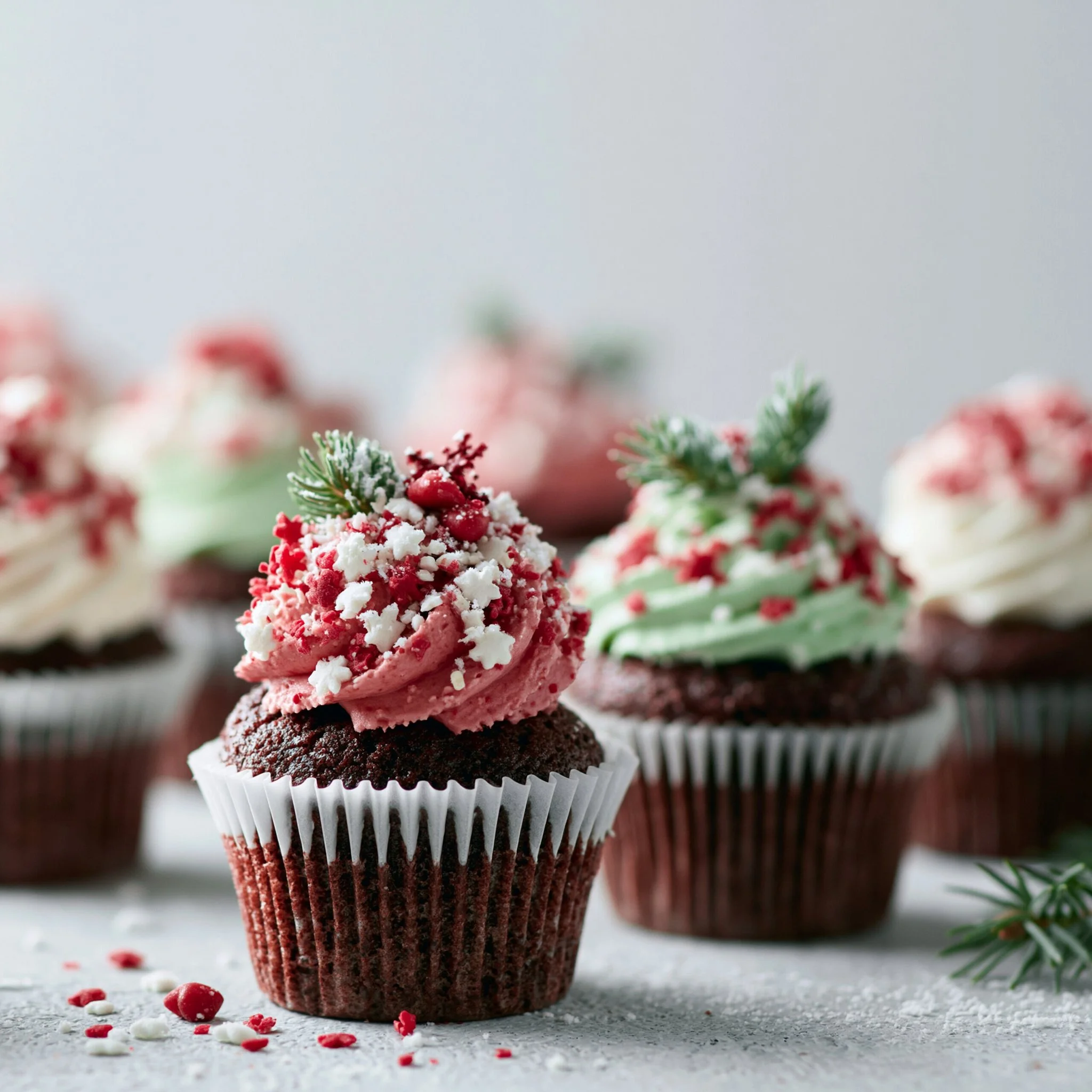 Weihnachts Cupcakes mit Erdbeer-Santa-Hüten