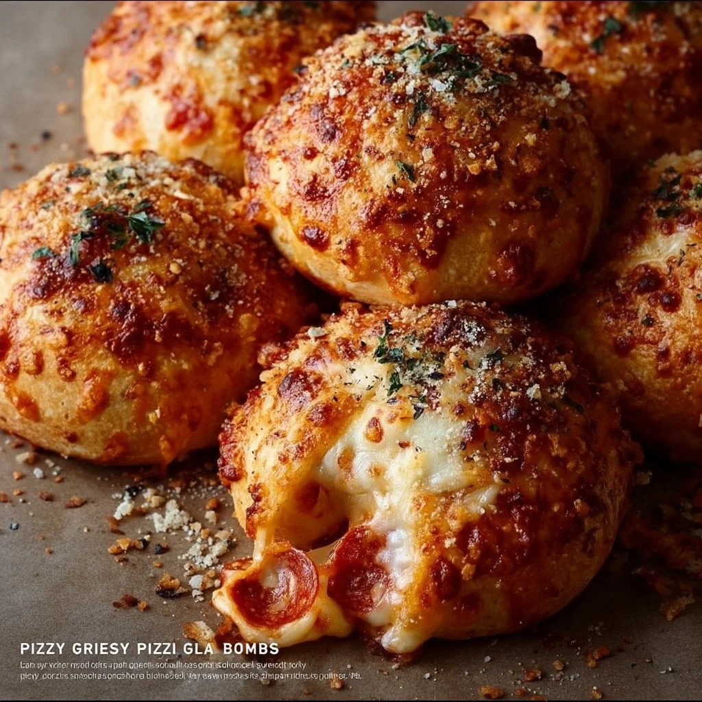 Würzige Käse-Garlic-Pizza-Bomben